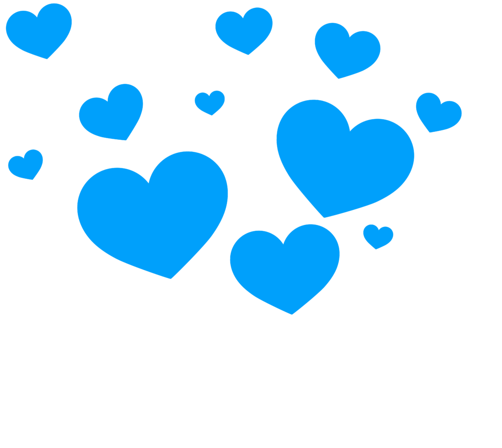 a group of blue hearts